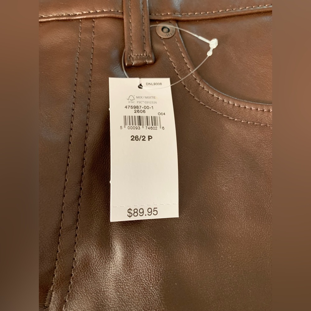 Gap, vintage slim high-rise, faux leather, brown pants, size petite 26 - Picture 4 of 6